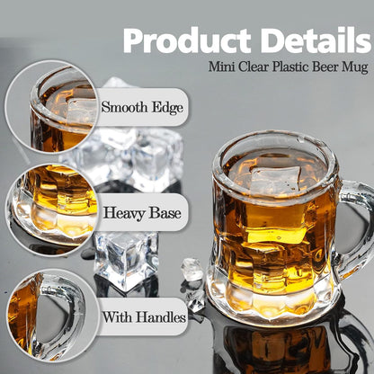 24 Pack Mini Beer Mug Shot Glasses, 2 Oz Glass Mini Beer Shot Glasses Bluk