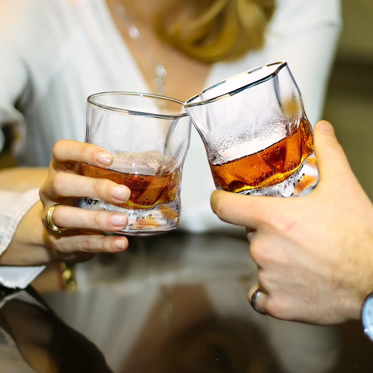 8Oz Crystal Whiskey Glasses Set of 2,Old Fashioned Cocktail Glasses for Men,Scotch,Cognac,Bourbon Drinkware