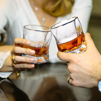 8Oz Crystal Whiskey Glasses Set of 2,Old Fashioned Cocktail Glasses for Men,Scotch,Cognac,Bourbon Drinkware