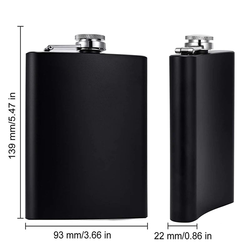 Matte Black Hip Flask for Liquor Stainless Steel Leak Proof with Funnel Flask Set Drinking Whiskey Flask KC0454