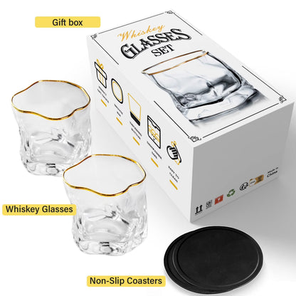 8Oz Crystal Whiskey Glasses Set of 2,Old Fashioned Cocktail Glasses for Men,Scotch,Cognac,Bourbon Drinkware