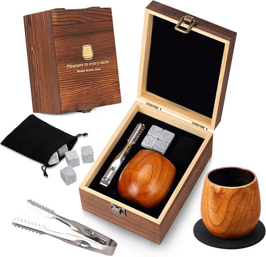 Handcrafted Charred Wooden Bourbon Glass Handcrafted Premium Whiskey Glasses, Bourbon Gifts for Men, Ideal Presents for Dad, Boyfriend, Father and Friends, Wine Tumbler 1 Pack