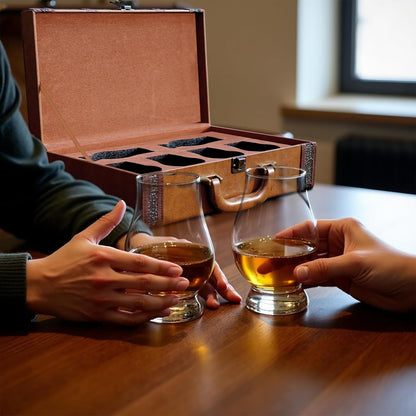 Leather Storage Rack for Glencairn Whisky Glass, 6 Whiskey Glasses Holder for Organizer,Compatible with Glencairn Whiskey Glasses Set of 6(Not Include Glasses)