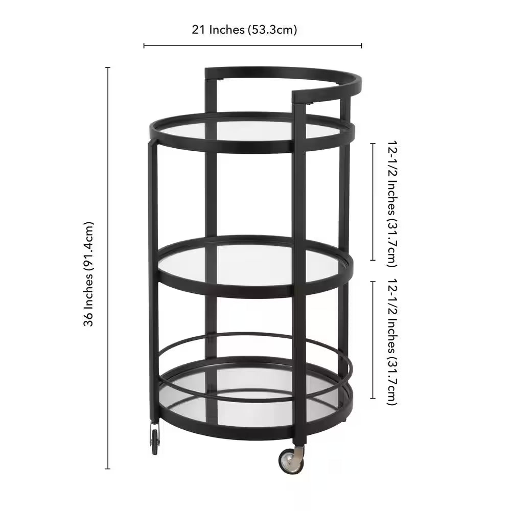 Hause Blackened Bronze Mirrored Bar Cart