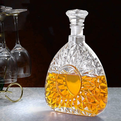 Liquor Decanter, Glass Decanter with Airtight Stopper, Decanter Bottle for Whiskey, Brandy, Scotch, Bourbon, 25Oz/750Ml